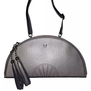 Lux and Nyx Fan Bag Convertible Crossbody Shoulder Bag Large version Silver Gray